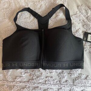Under Armour Zipper Front Racer Back Black Bra